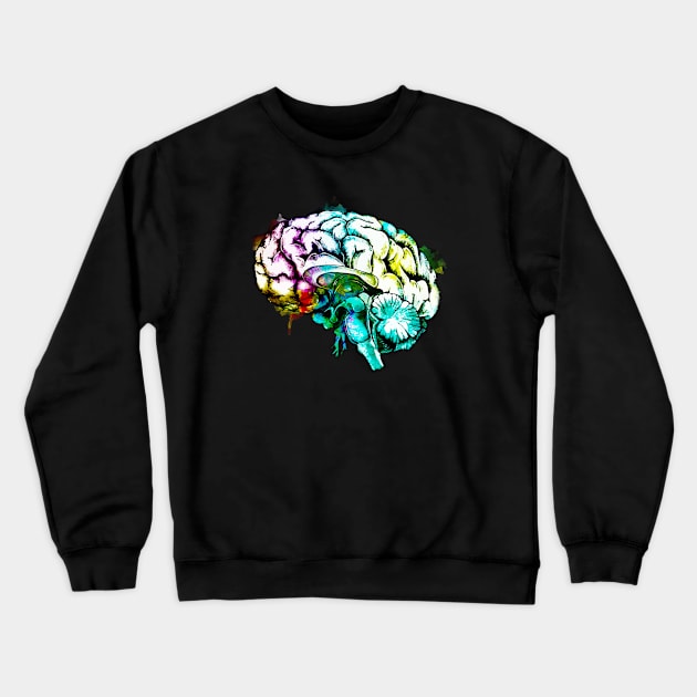 Color human brain watercolor mental health matters Crewneck Sweatshirt by Collagedream